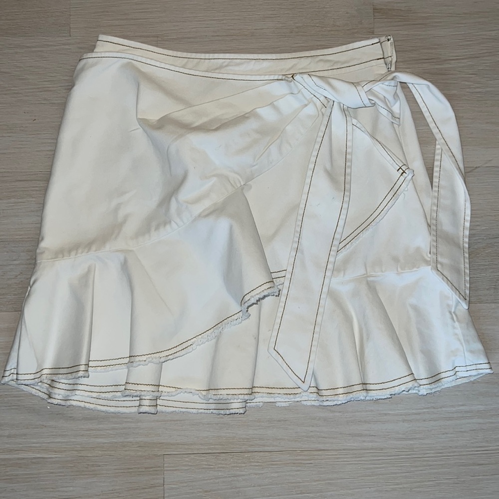 Cinq a Sept White cotton tie skirt